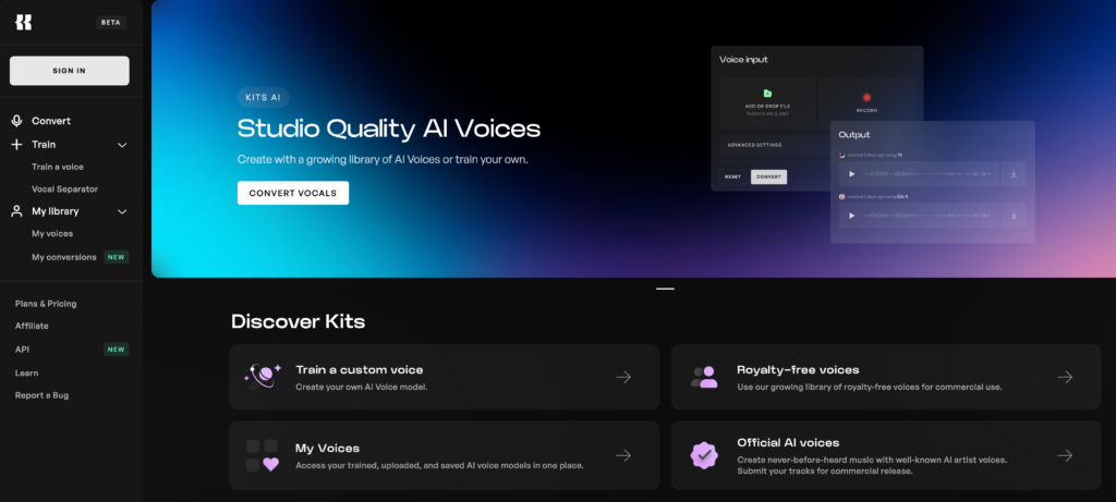 Kits AI the ultimate AI voice generation toolkit to supercharge your music
